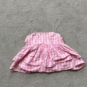 pink gingham babydoll top